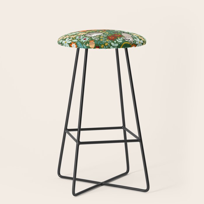 Textured Woodland Pattern - Forest Green Stool Gallery Image 1