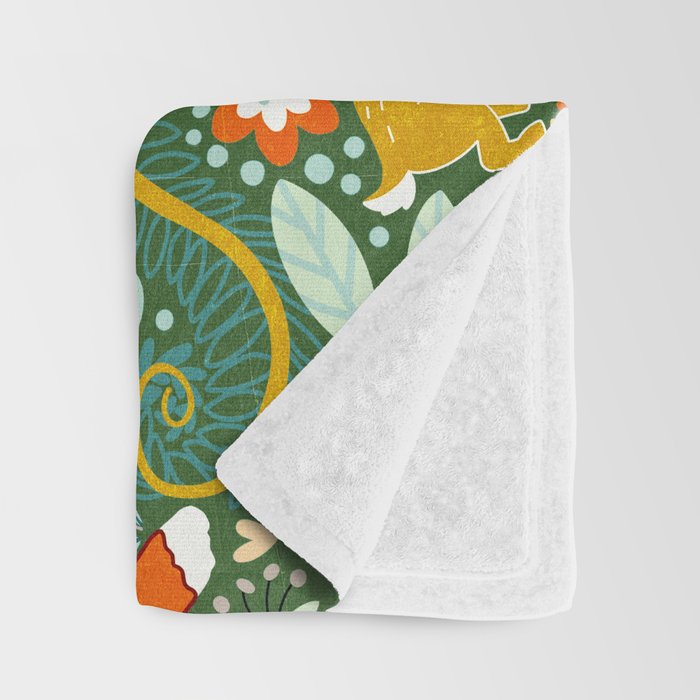Textured Woodland Pattern - Forest Green Throw Blanket Gallery Image 3