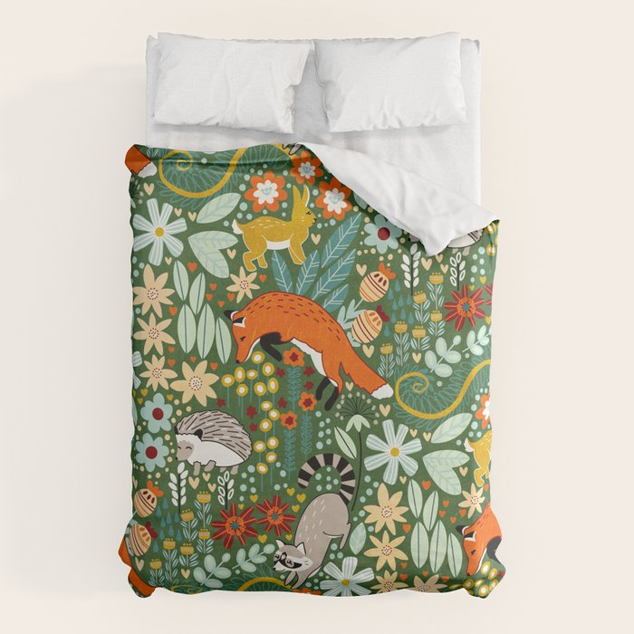 Textured Woodland Pattern - Forest Green Duvet Cover Gallery Image 6