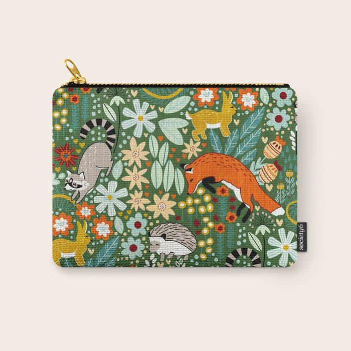 Textured Woodland Pattern - Forest Green Carry All Pouch Gallery Image 1