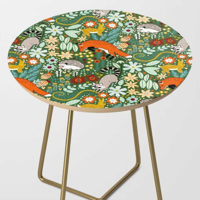 Textured Woodland Pattern - Forest Green Side Table Gallery Image 2