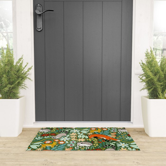 Textured Woodland Pattern - Forest Green Welcome Mat Gallery Image 3