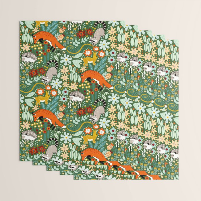 Textured Woodland Pattern - Forest Green Wrapping Paper Gallery Image 3