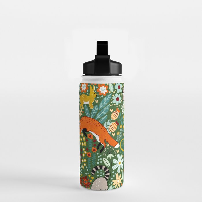 Textured Woodland Pattern - Forest Green Water Bottle Gallery Image 2