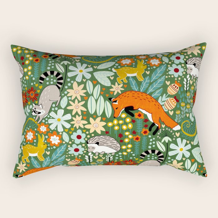 Textured Woodland Pattern - Forest Green Rectangular Pillow Gallery Image 2