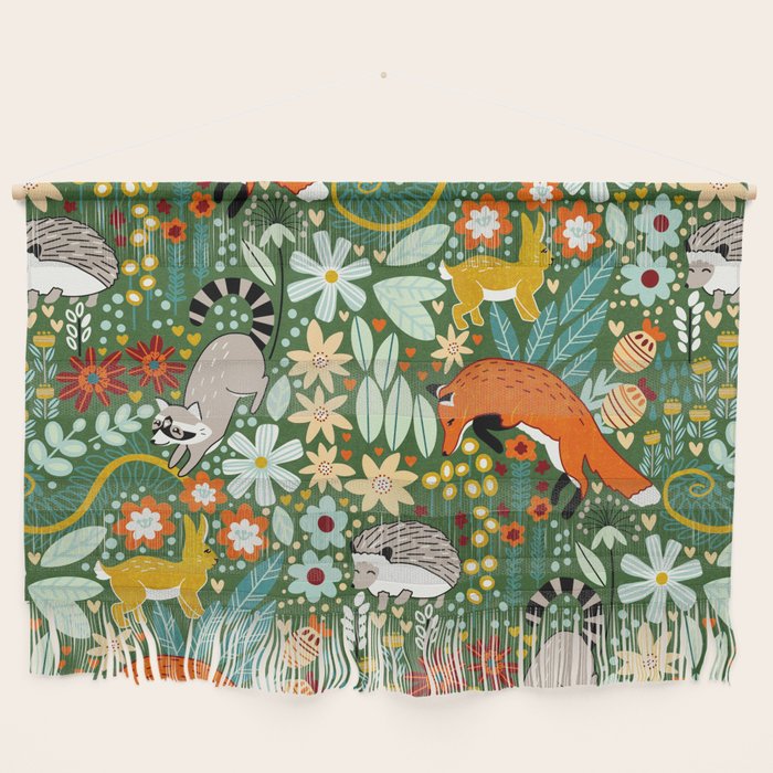 Textured Woodland Pattern - Forest Green Wall Hanging Gallery Image 1