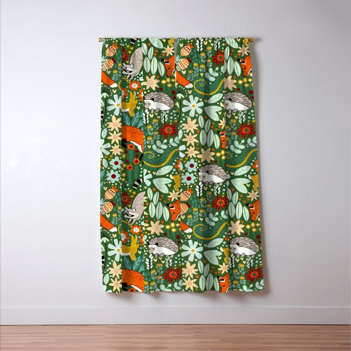 Textured Woodland Pattern - Forest Green Window Curtain Gallery Image 3