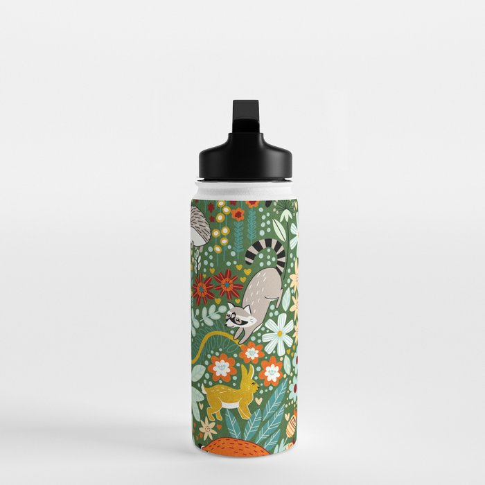Textured Woodland Pattern - Forest Green Water Bottle Gallery Image 3