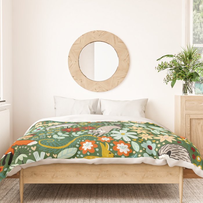 Textured Woodland Pattern - Forest Green Duvet Cover Gallery Image 3