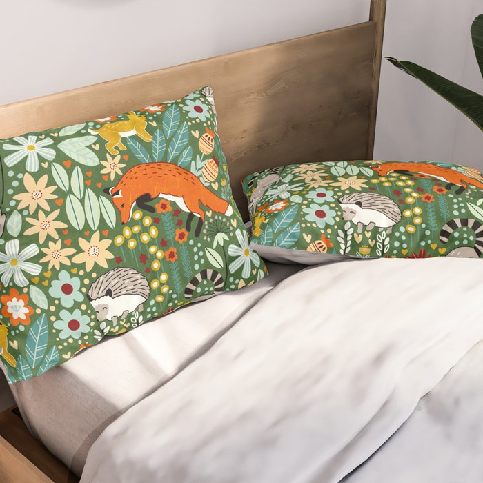 Textured Woodland Pattern - Forest Green Pillow Sham Gallery Image 2