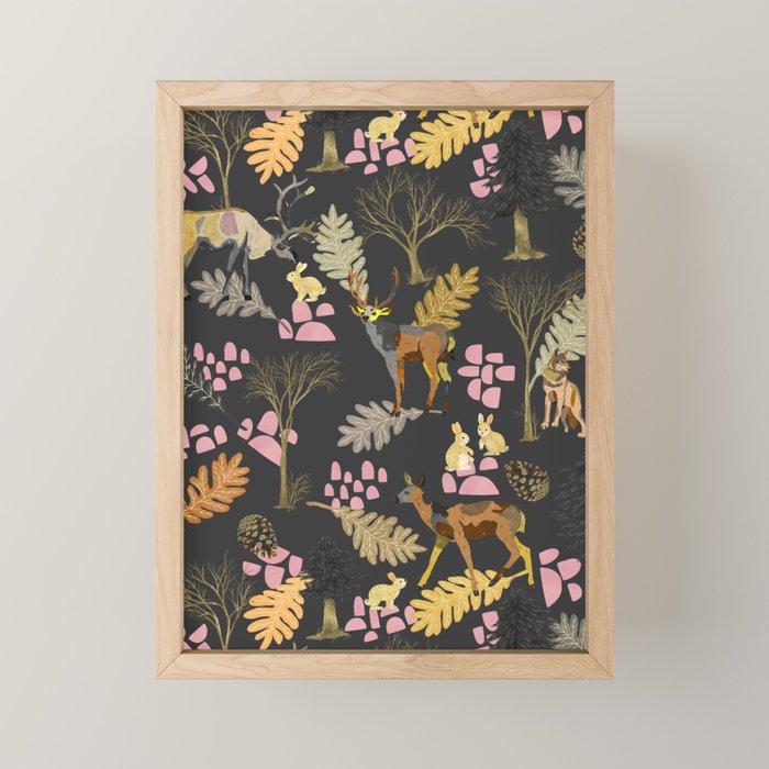 Colorful forest animals F Mini Art Print Gallery Image 1