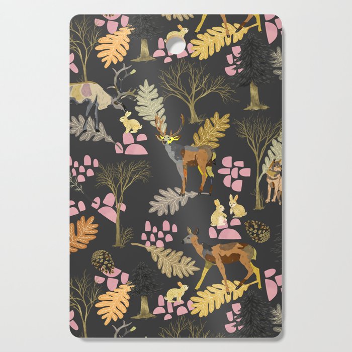 Colorful forest animals F Cutting Board Gallery Image 1