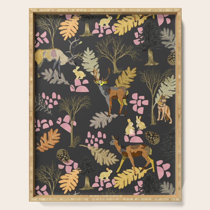 Colorful forest animals F Serving Tray Gallery Image 1