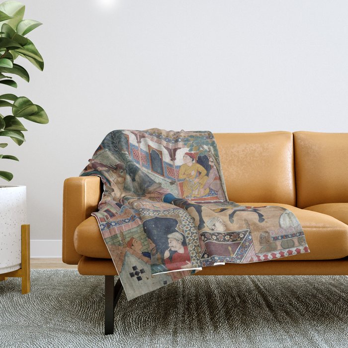 Antique Persian Art Throw Blanket Gallery Image 1