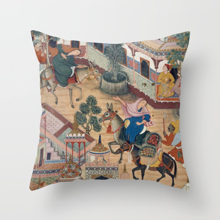 Antique Persian Art Throw Pillow Gallery Image 1