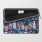Let it gnome // blue background little Santa's helpers preparing for Christmas neon red classic oxford and pastel blue dressed gnomes Laptop Sleeve Gallery Image 2