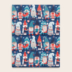 Let it gnome // blue background little Santa's helpers preparing for Christmas neon red classic oxford and pastel blue dressed gnomes Notebook Gallery Image 4