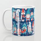 Let it gnome // blue background little Santa's helpers preparing for Christmas neon red classic oxford and pastel blue dressed gnomes Coffee Mug Gallery Image 3