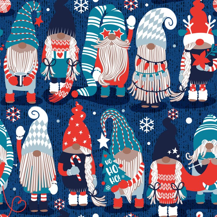 Let it gnome // blue background little Santa's helpers preparing for Christmas neon red classic oxford and pastel blue dressed gnomes Coffee Mug Gallery Image 2