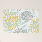 Floral Prints, Leaves and Blooms, Yellow, Gray and Aqua Welcome Mat Gallery Image 1