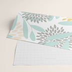 Floral Prints, Leaves and Blooms, Yellow, Gray and Aqua Wrapping Paper Gallery Image 2