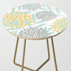 Floral Prints, Leaves and Blooms, Yellow, Gray and Aqua Side Table Gallery Image 2