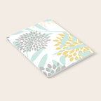 Floral Prints, Leaves and Blooms, Yellow, Gray and Aqua Notebook Gallery Image 2
