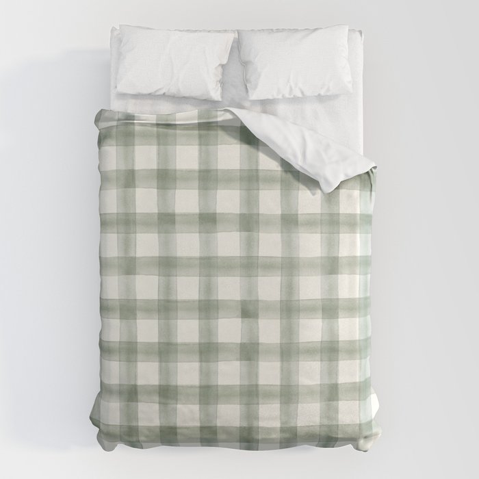 watercolor plaid - sage Duvet Cover Gallery Image 6