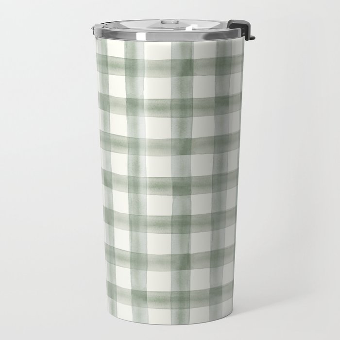 watercolor plaid - sage Travel Mug Gallery Image 2