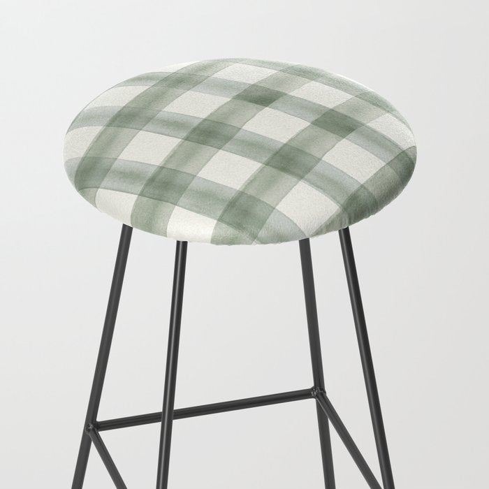 watercolor plaid - sage Stool Gallery Image 2