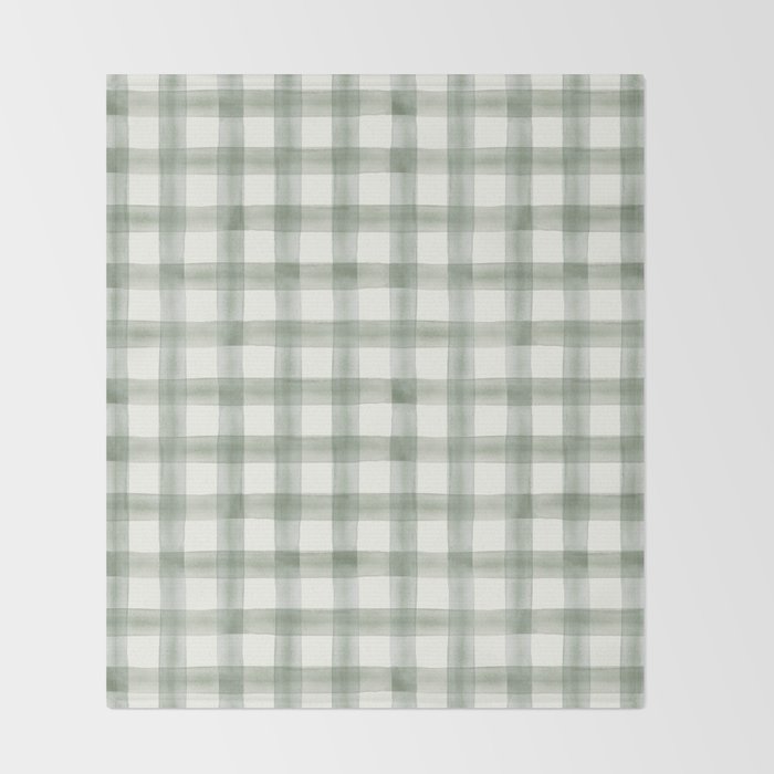 watercolor plaid - sage Throw Blanket Gallery Image 2