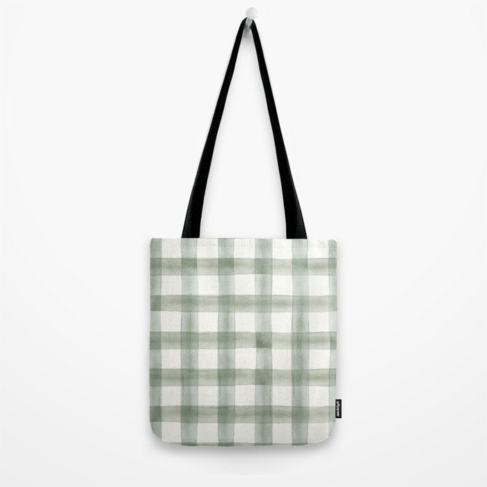 watercolor plaid - sage Tote Bag Gallery Image 2