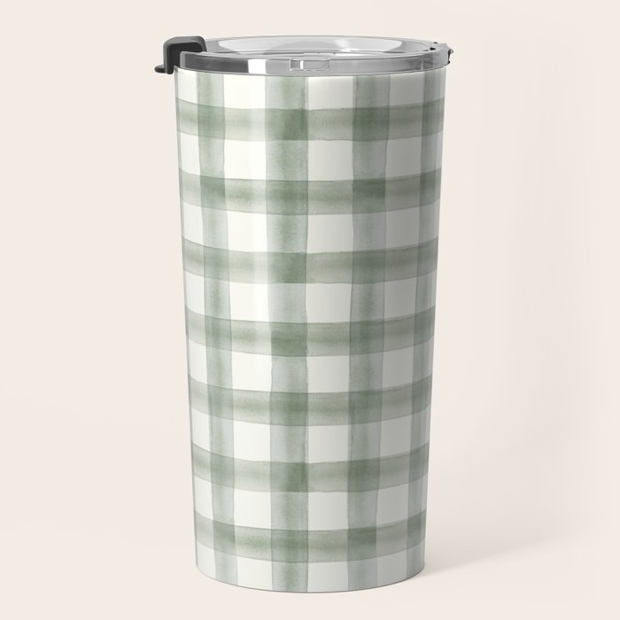 watercolor plaid - sage Travel Mug Gallery Image 3