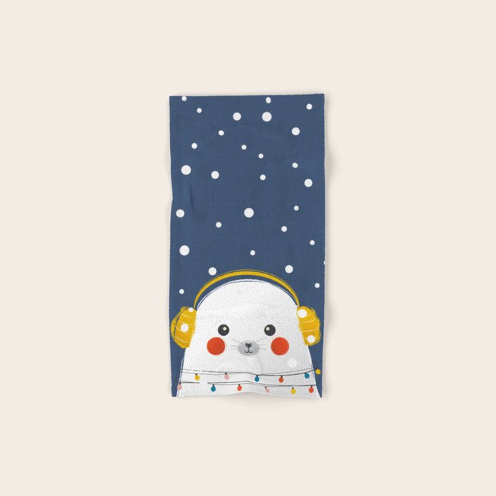 Christmas Baby Seal with fairy lights Towels Gallery Image 1