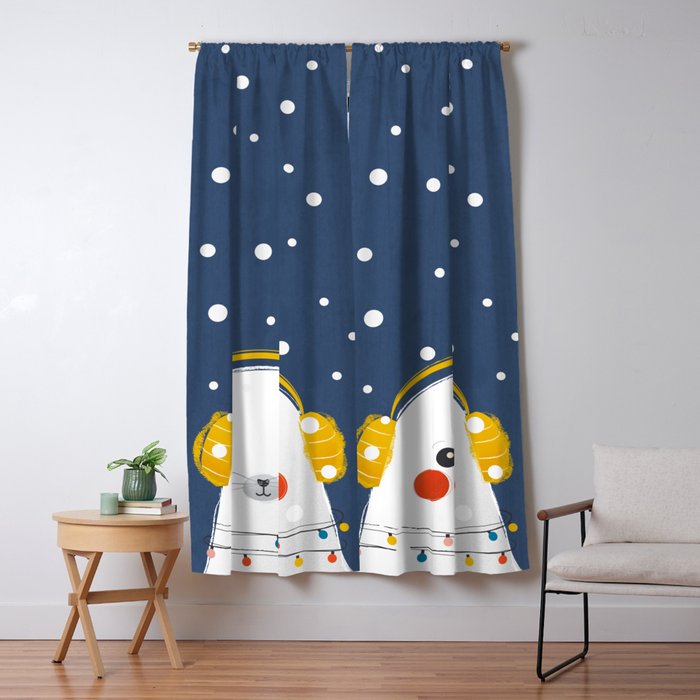 Christmas Baby Seal with fairy lights Window Curtain Gallery Image 1