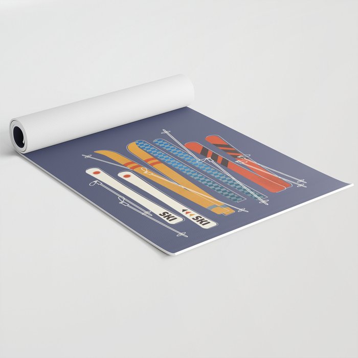 Retro Colorful Skis Yoga Mat Gallery Image 2
