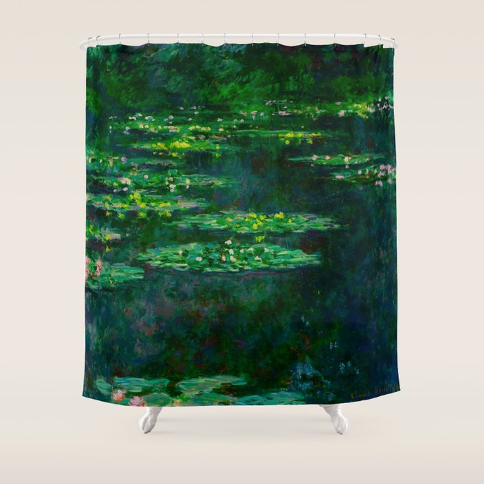 Claude Monet Impressionist Landscape Oil Painting Waterlilies Shower Curtain Gallery Image 1