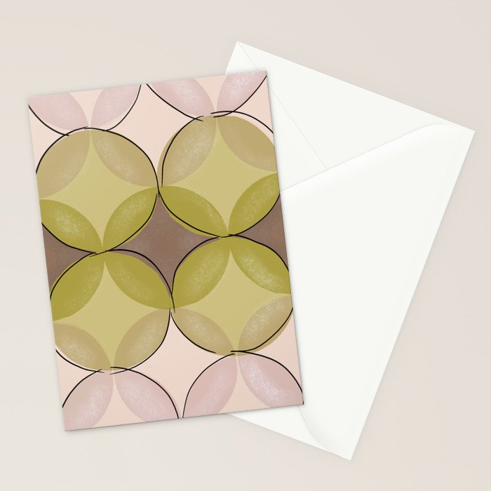 Nuanced echoing circles tell a story in a painterly way with soft muted hues Stationery Card Gallery Image 2