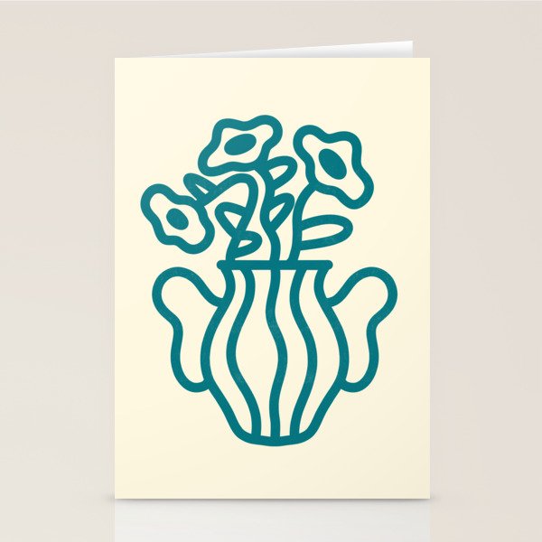 Abstract Minimalist Flowers in Blue Vase Stationery Card Gallery Image 1