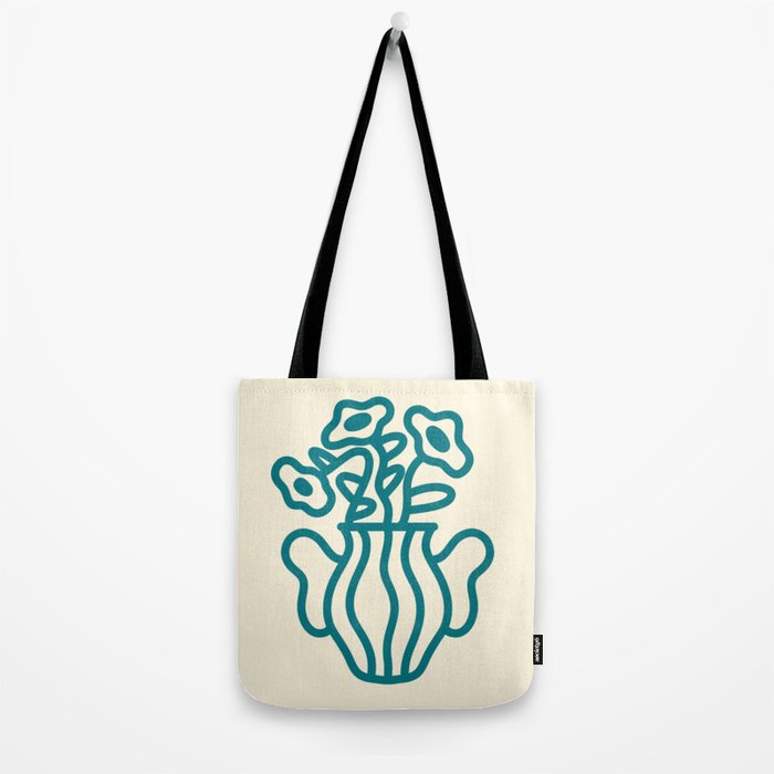 Abstract Minimalist Flowers in Blue Vase Tote Bag Gallery Image 2