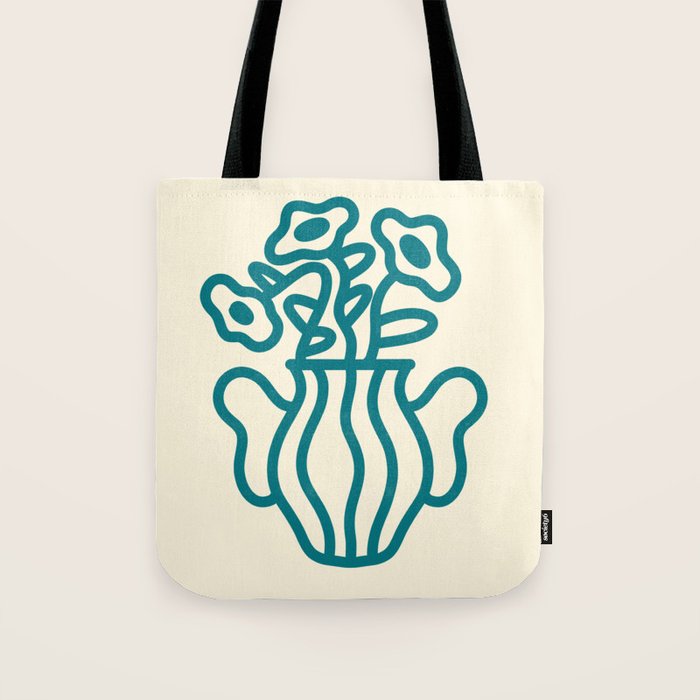 Abstract Minimalist Flowers in Blue Vase Tote Bag Gallery Image 1