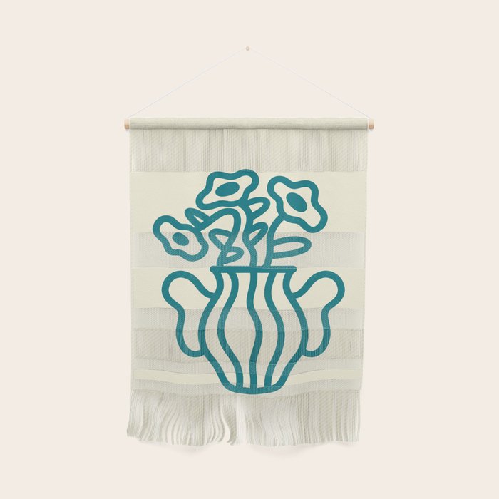Abstract Minimalist Flowers in Blue Vase Wall Hanging Gallery Image 1