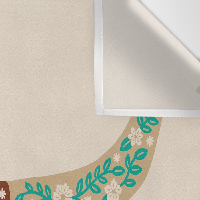 Floral Longhorn - Brown and Turquoise Wall Tapestry Gallery Image 3