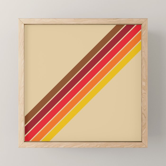 Papaow - Classic 70s Vintage Style Retro Summer Stripes Mini Art Print Gallery Image 1