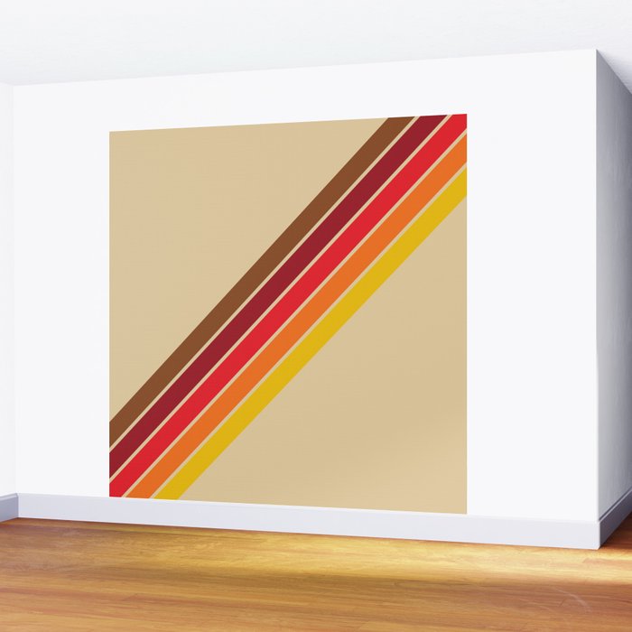 Papaow - Classic 70s Vintage Style Retro Summer Stripes Wall Mural Gallery Image 2