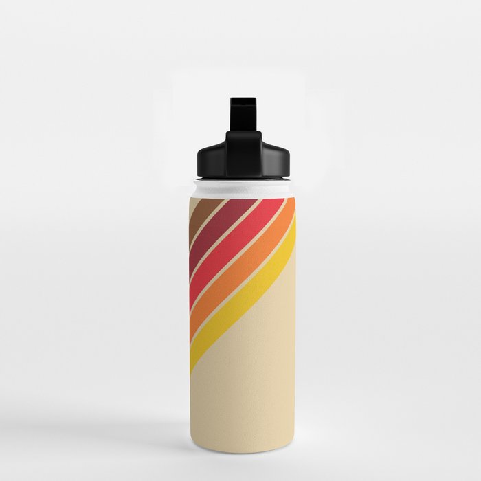 Papaow - Classic 70s Vintage Style Retro Summer Stripes Water Bottle Gallery Image 2