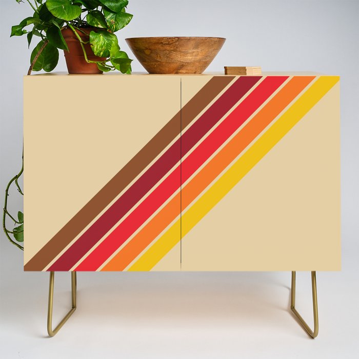 Papaow - Classic 70s Vintage Style Retro Summer Stripes Credenza Gallery Image 1