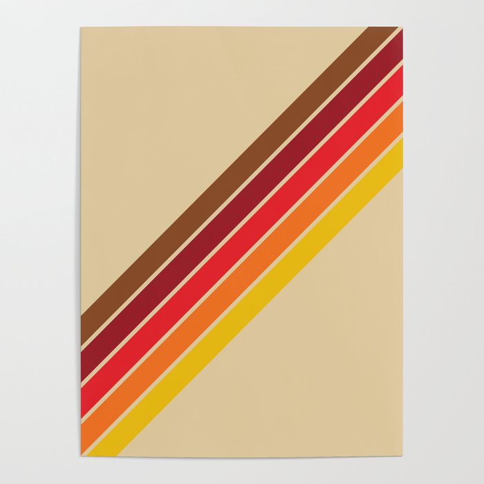 Papaow - Classic 70s Vintage Style Retro Summer Stripes Poster Gallery Image 4