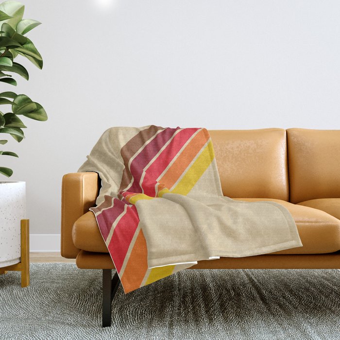Papaow - Classic 70s Vintage Style Retro Summer Stripes Throw Blanket Gallery Image 1