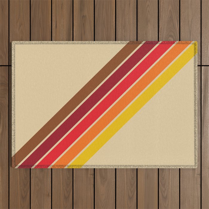 Papaow - Classic 70s Vintage Style Retro Summer Stripes Outdoor Rug Gallery Image 1